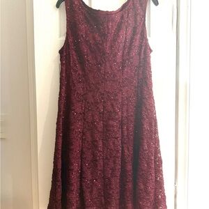 Macys Connected Apparel Wine Lace Mini Dress